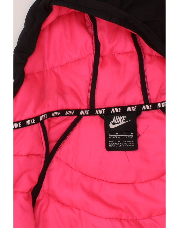 NIKE Chaqueta acolchada con capucha para niña 5-6 años Mediana Negro Colorblock