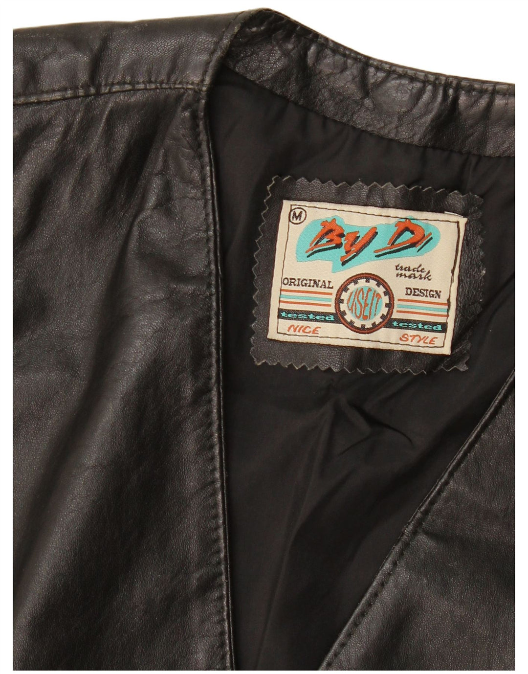 VINTAGE Chaleco de cuero para hombre Medio Negro
