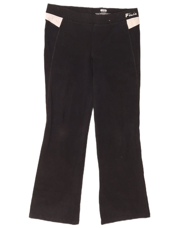 Fila Pantalones de chándal acampanados para mujer UK 12 Medium Black Cotton Sports