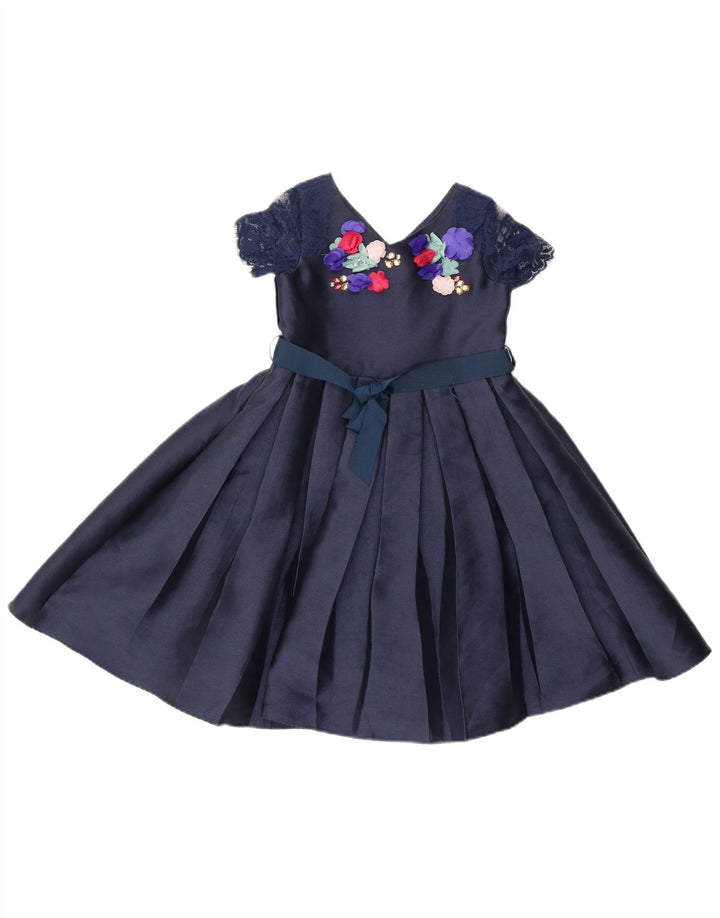 MONSOON Vestido Evasé para Niña 9-10 Años Azul Marino Floral Poliéster