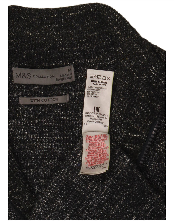 Marks & Spencer Suéter tipo cárdigan para hombre Poliéster moteado gris medio