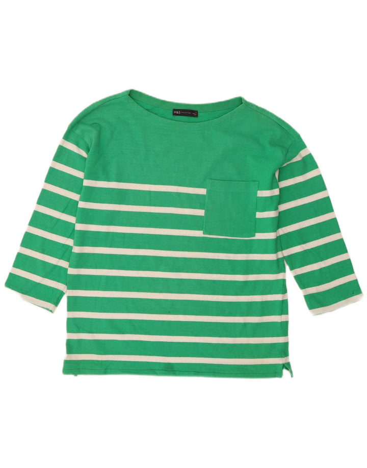 Marks & Spencer Top extragrande para mujer Manga 3/4 UK 8 Pequeño Verde Rayas