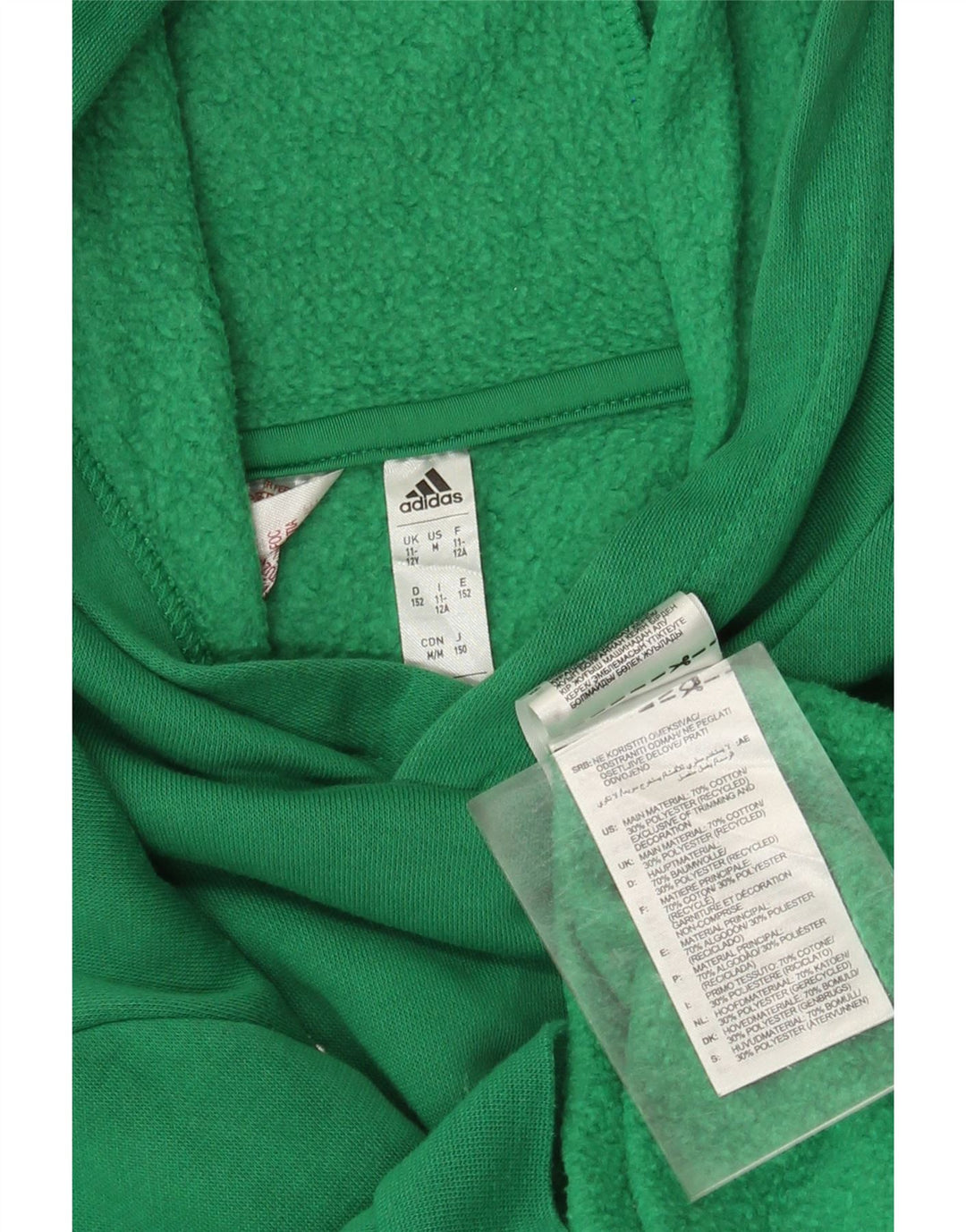 ADIDAS Sudadera con capucha para niño 11-12 años Algodón verde