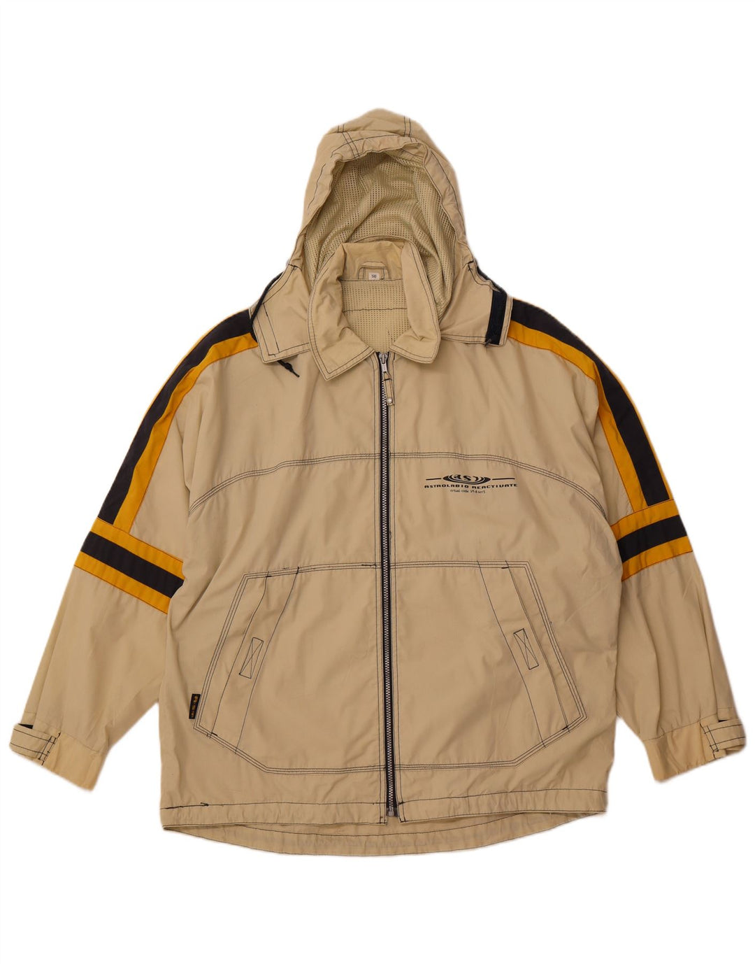 ASTROLABIO Chubasquero con capucha para hombre IT 50 Large Verde Colorblock Algodón