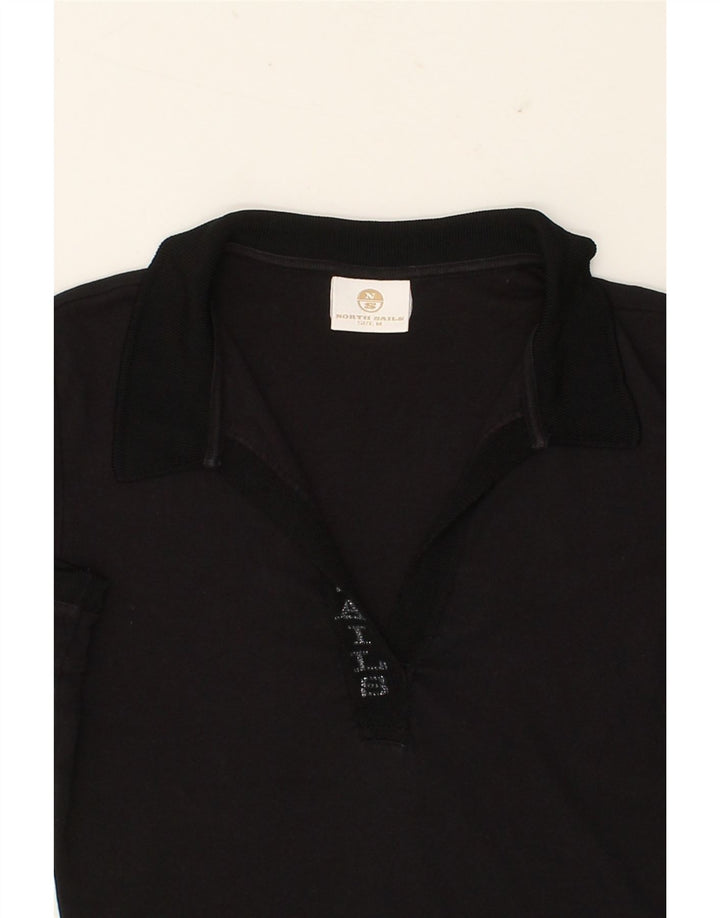 NORTH SAILS Womens Graphic Polo Shirt UK 12 Medium Black Cotton Vintage North Sails and Second-Hand North Sails from Messina Hembry 