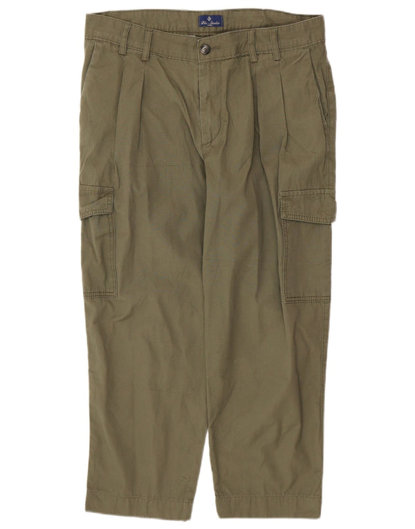 BLU STUDIO Pantalones cargo con pinzas Napoli para hombre IT 50 Large W36 L24 Verde