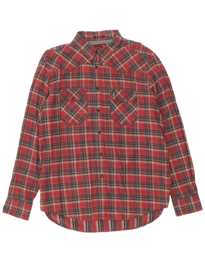Marlboro Classics Camisa de franela de ajuste regular para hombre 3XL Cuadros rojos