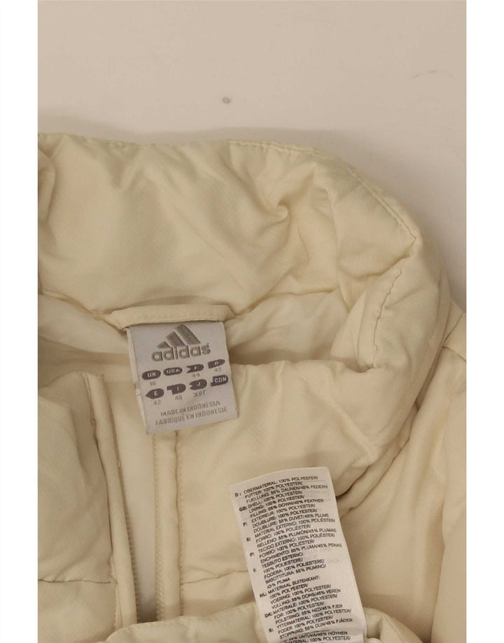 Adidas - Chaqueta acolchada para mujer, talla 40, talla grande, poliéster blanco roto