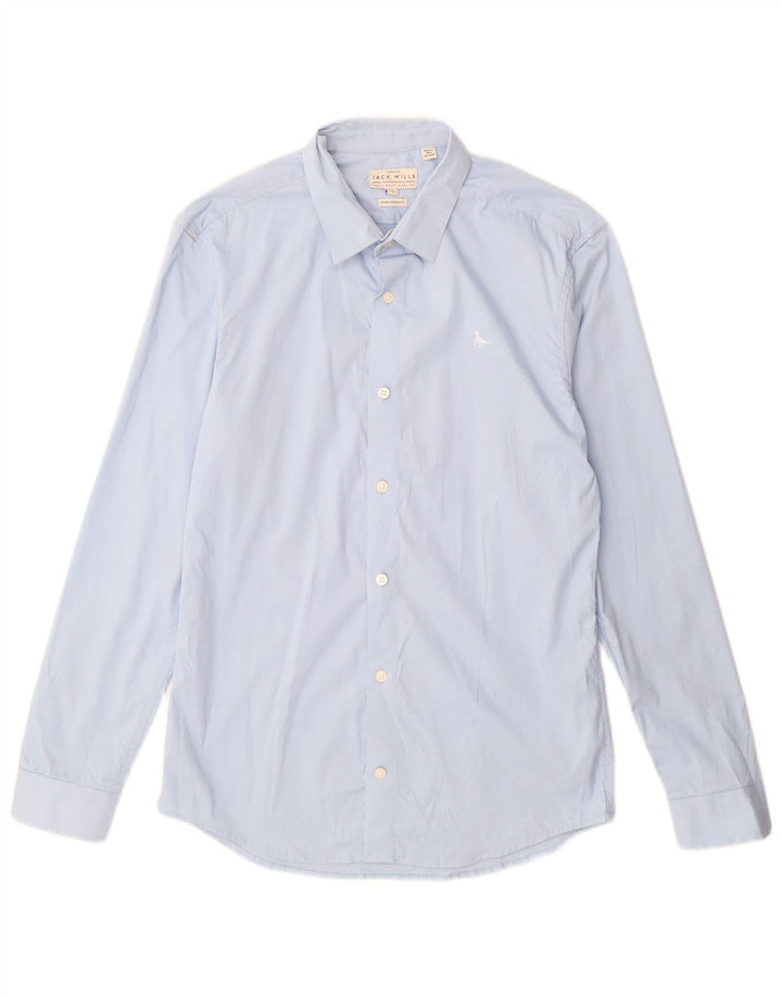 JACK WILLS Camisa ajustada para hombre de algodón azul medio