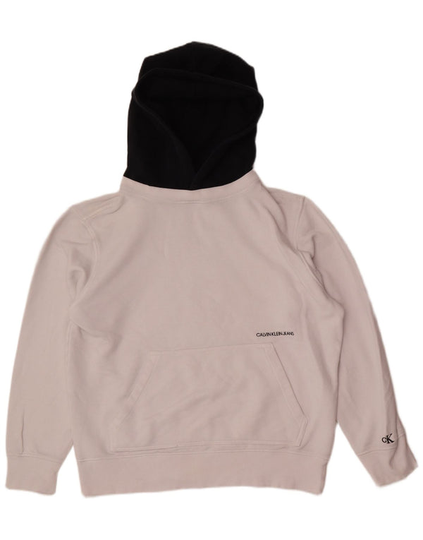 Calvin Klein Jeans Hombre Sudadera con Capucha Jumper XL Blanco Colorblock Algodón