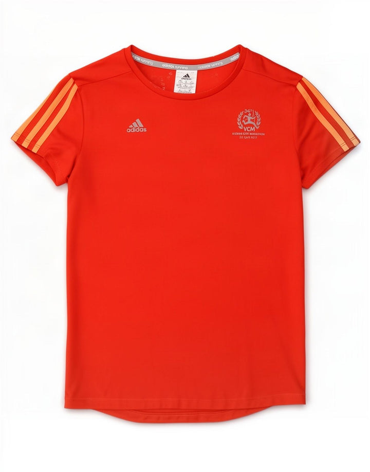 Adidas Mujer Running Graphic Camiseta Top UK 12/14 Medio Naranja Poliéster
