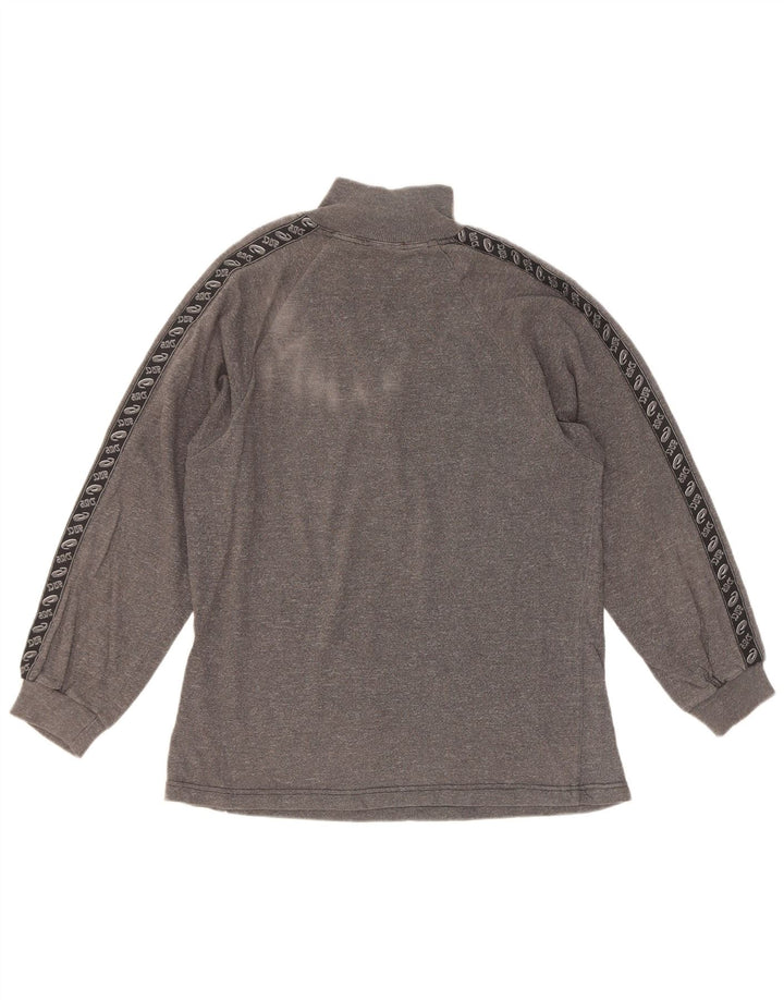 Asics Hombre Zip Neck Graphic Top Manga Larga Pequeño Gris Colorblock