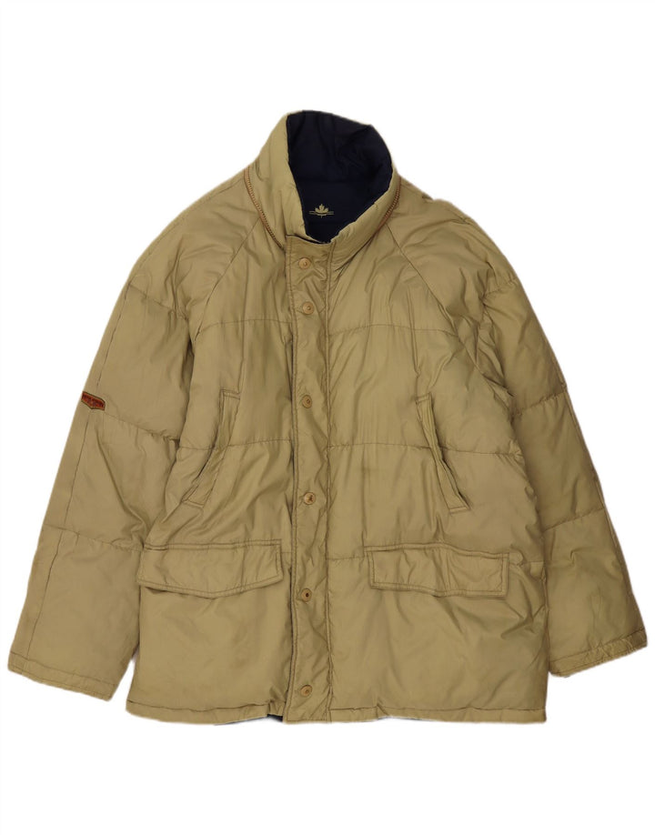 Vintage hombres reversible ajuste suelto chaqueta acolchada Reino Unido 38 medio caqui