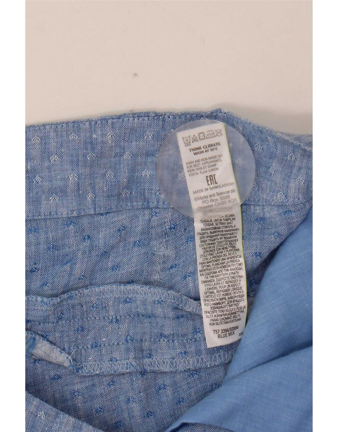 Marks & Spencer Pantalones cortos chinos pegados para mujer UK 12 Medium W32 Azul Geométrico