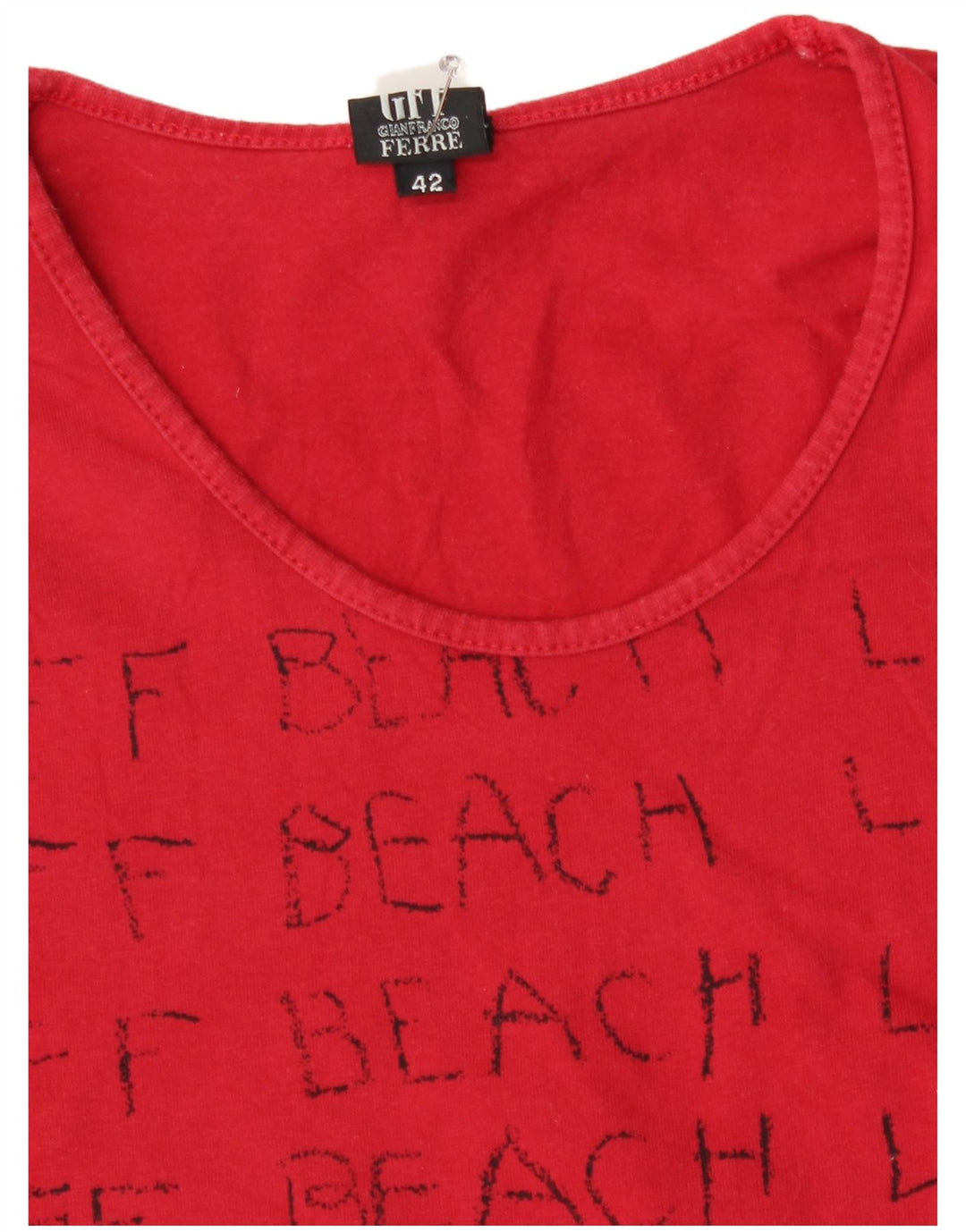 Gianfranco Ferre Camiseta corta con gráfico para mujer IT 42 Medium Red