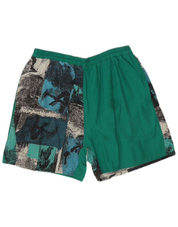 Vintage hombres pantalones cortos de natación pequeño algodón teñido anudado multicolor