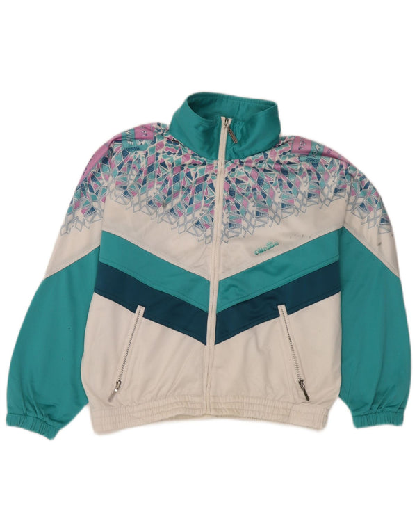 Ellesse Hombre Gráfico Chándal Top Chaqueta XS Verde Geométrico Retro