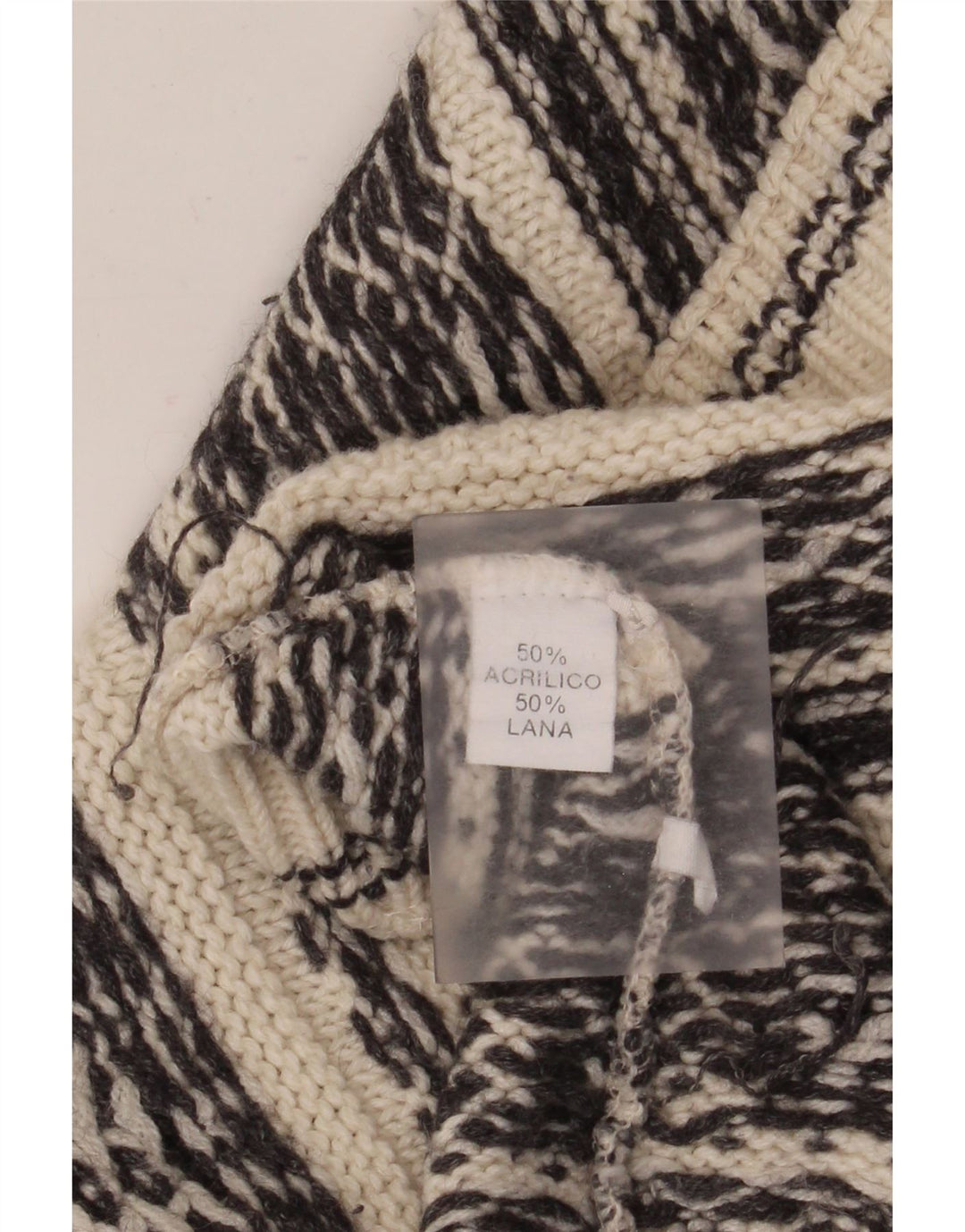 Vintage hombres rollo cuello jersey suéter medio apagado blanco justo isla acrílico