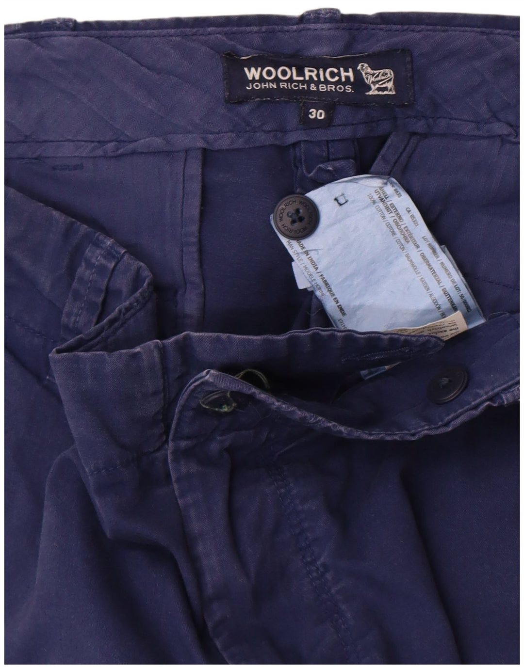 Woolrich Pantalones cortos chinos para hombre W30 Medium Azul marino Algodón