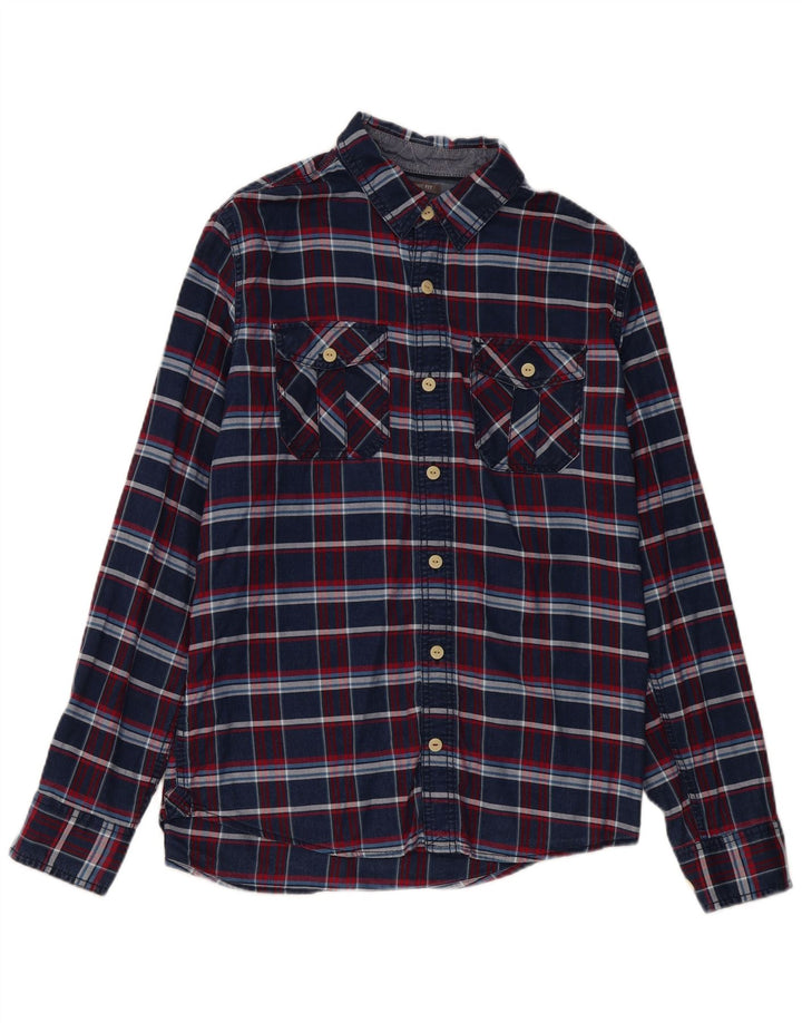 Camisa de franela de corte clásico para hombre de Fat Face de algodón a cuadros en azul marino mediano