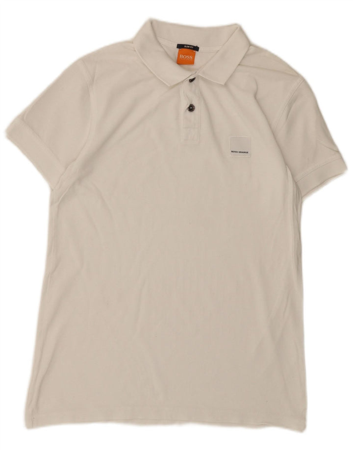 Polo Hugo Boss Hombre Slim Fit Blanco Pequeño