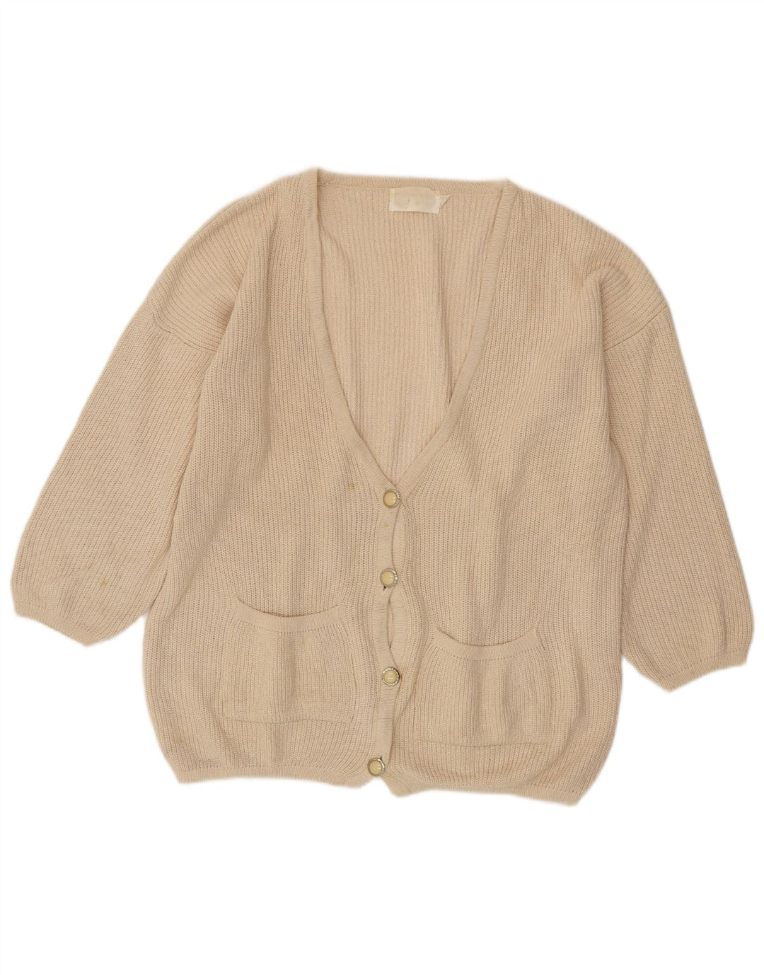 VINTAGE Suéter cárdigan extragrande para mujer EU 46/48 XL Blanco roto