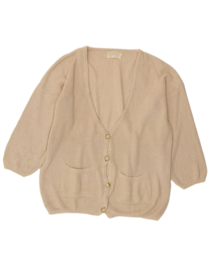 VINTAGE Suéter cárdigan extragrande para mujer EU 46/48 XL Blanco roto