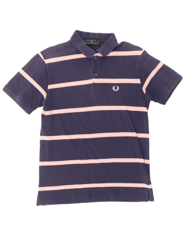 Fred Perry Polo Para Hombre Pequeño Algodón A Rayas Azul Marino