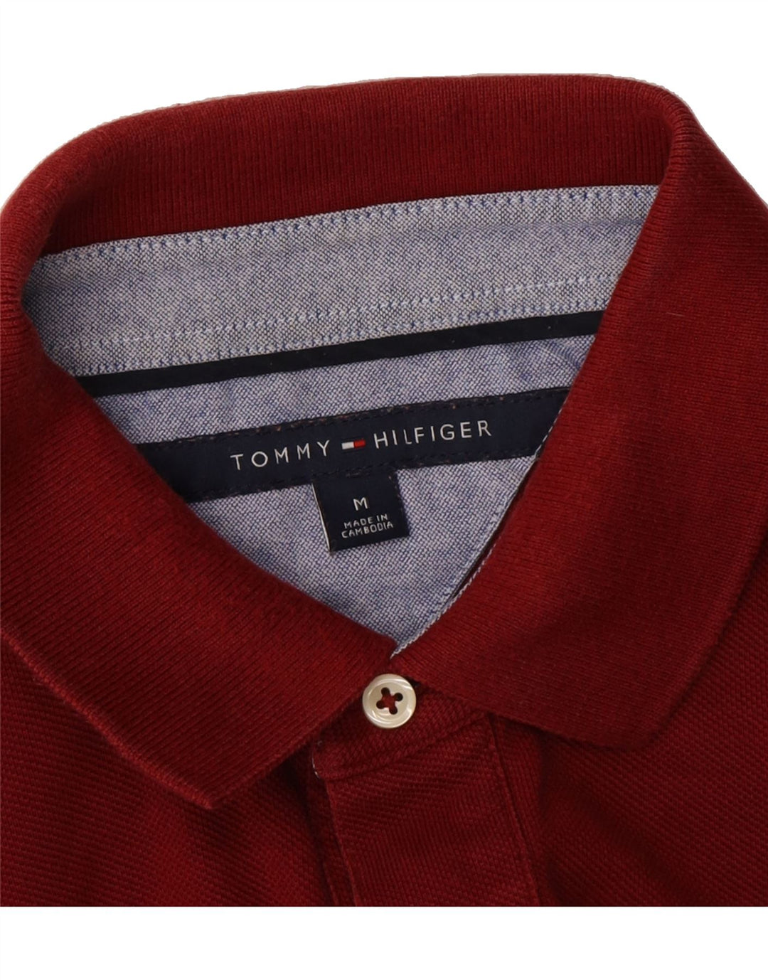 TOMMY HILFIGER Mens Polo Shirt Medium Burgundy Vintage Tommy Hilfiger and Second-Hand Tommy Hilfiger from Messina Hembry 