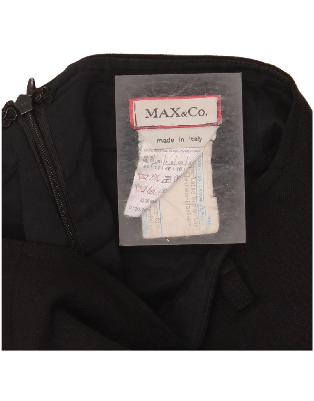 MAX & CO. Minifalda de cintura alta para mujer UK 18 XL W30 Lana virgen negra