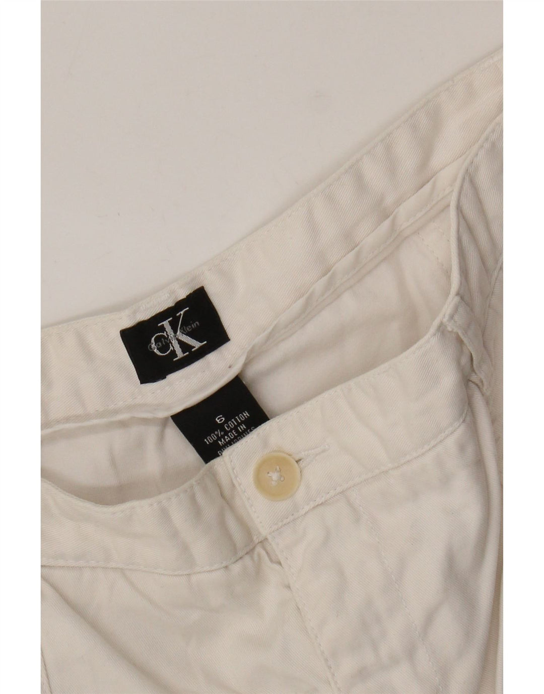 Calvin Klein pantalones cortos chinos para mujer US 6 mediano W28 algodón blanco roto