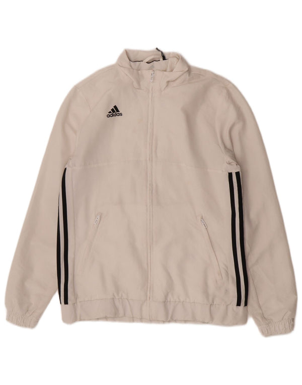 Adidas Mujer Regular Fit Chándal Top Chaqueta Reino Unido 12/14 Mediano Blanco Deportes