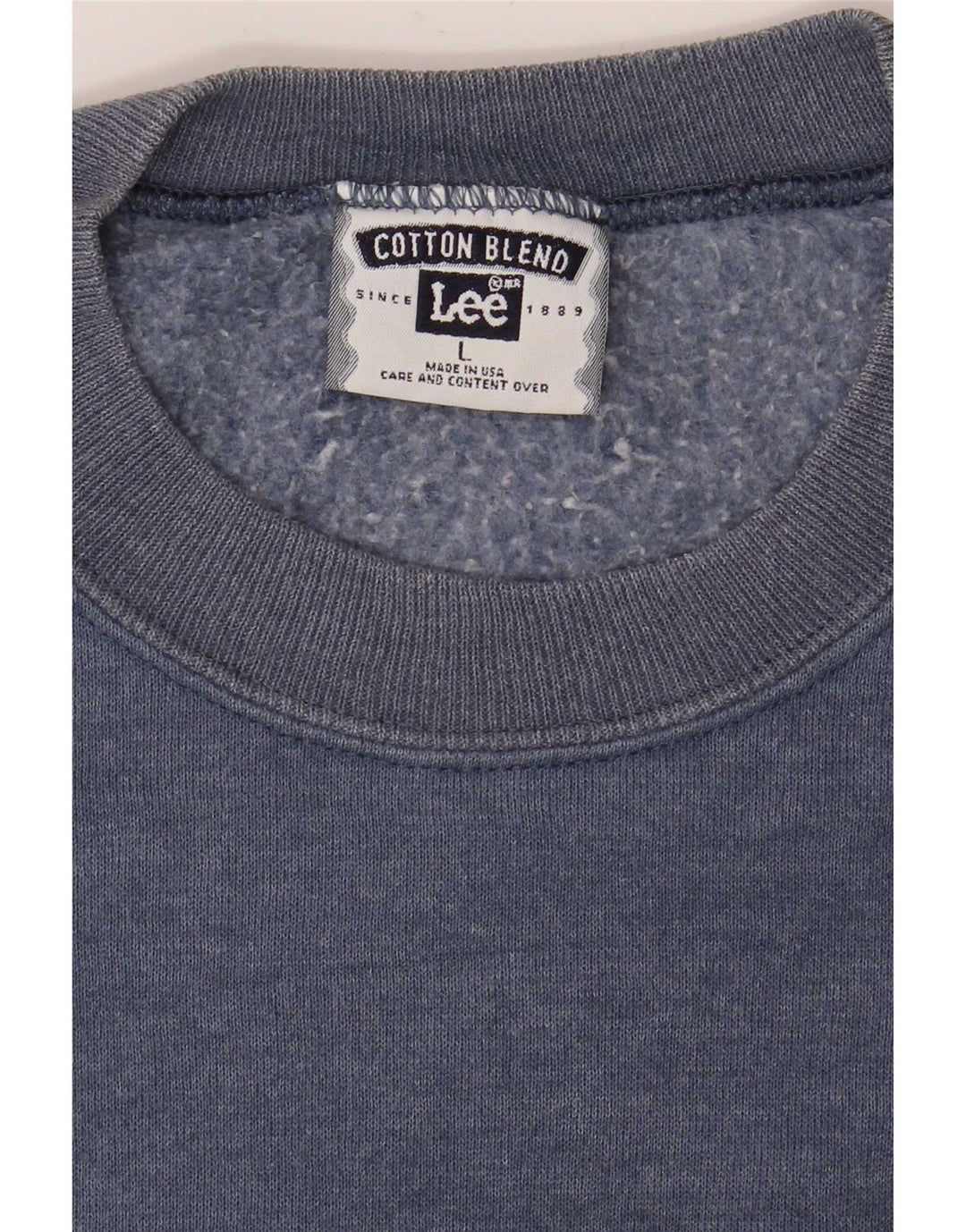 Lee Hombre Sudadera De Manga Corta Jumper Large Azul Algodón