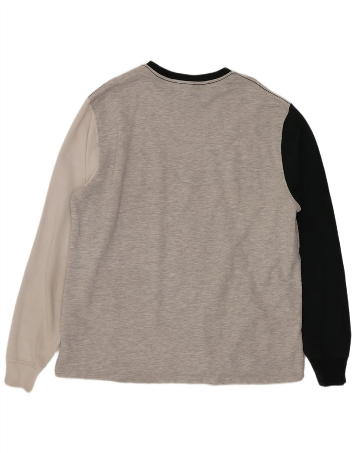 Zara Hombre Sudadera Jumper XL Gris Colorblock Algodón