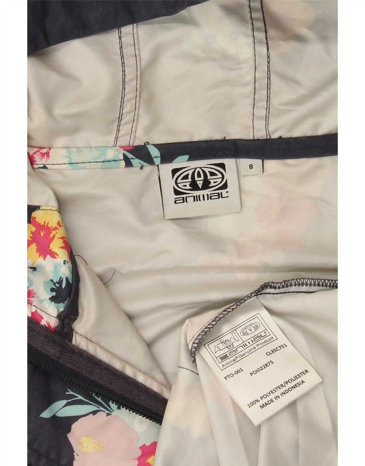 Chaqueta impermeable con capucha para mujer Animal UK 8 Small Poliéster floral azul marino