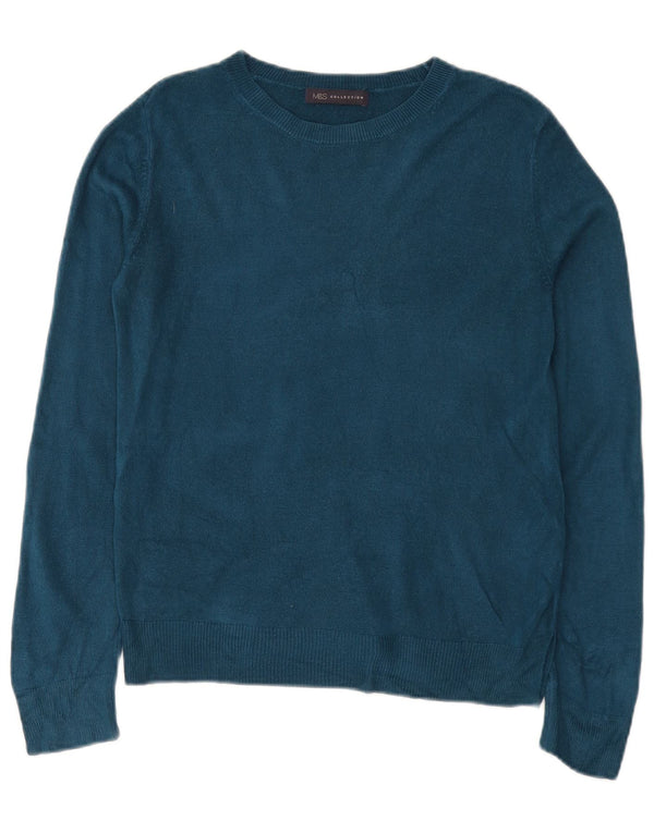 Marks & Spencer Jersey con Cuello Barco para Mujer UK 10 Small Azul Marino