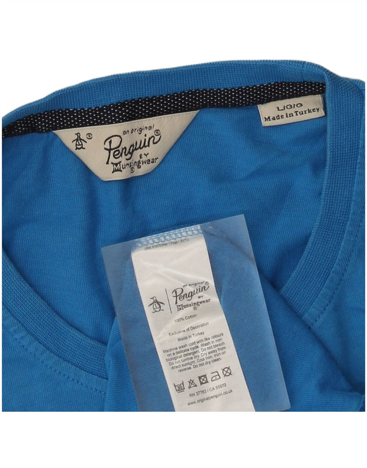 Penguin - Camiseta para hombre, talla grande, algodón azul