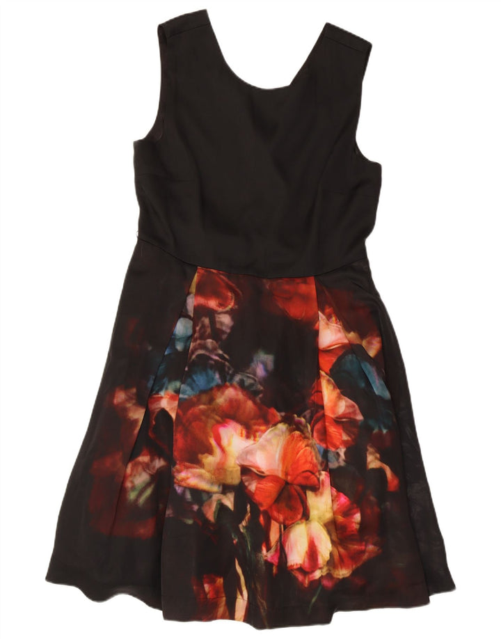 Ted Baker Vestido Acampanado Sin Mangas para Mujer Talla 3 Mediano Negro Floral