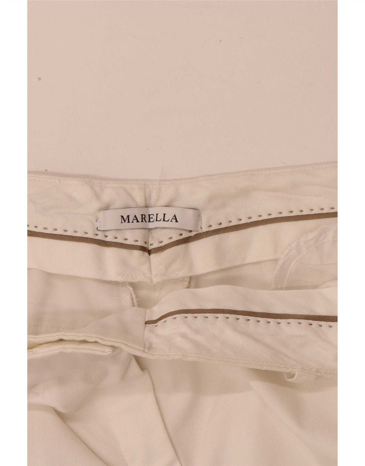 Marella Mujer Pantalones Cortos Rectos W28 L26 Blanco
