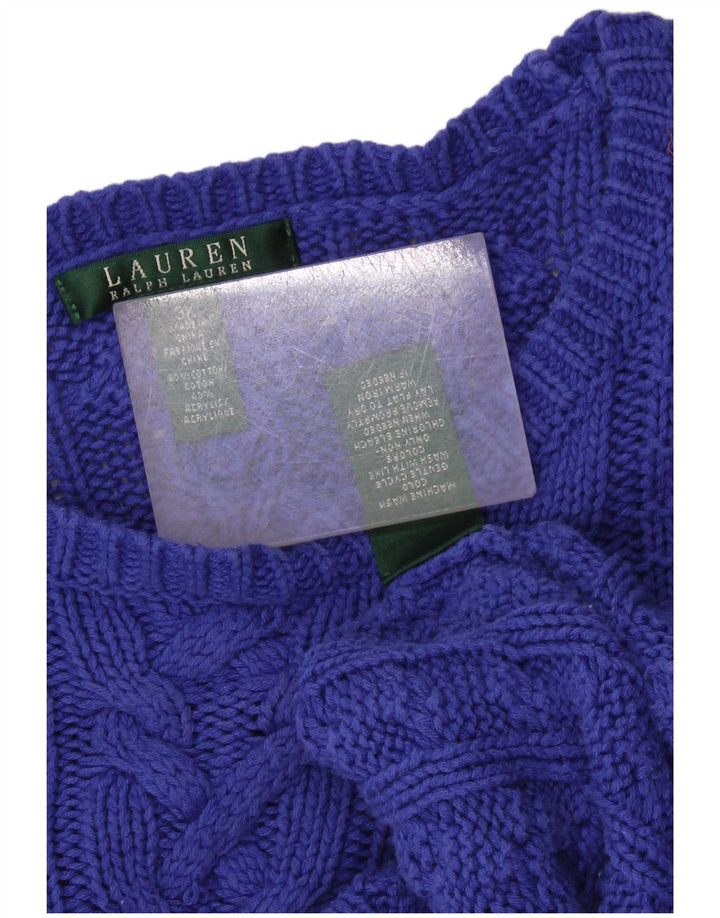 RALPH LAUREN Jersey con cuello barco para mujer UK 22 3XL Algodón azul