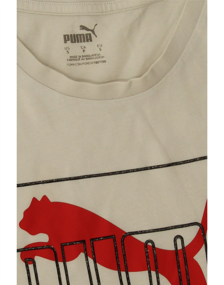 Puma Camiseta gráfica para hombre Top Small White Cotton