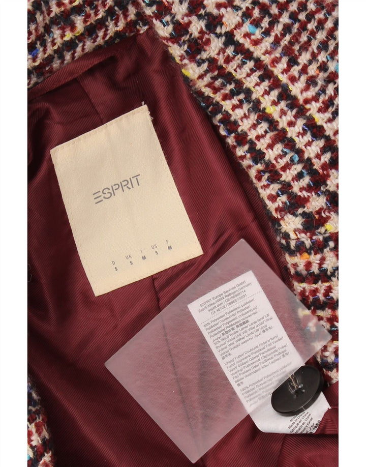 Esprit Abrigo cruzado para mujer UK 10 Small Poliéster burdeos