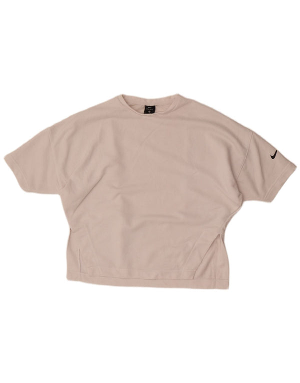 Nike Camiseta Dri Fit de gran tamaño para mujer UK 14 Medium White Cotton