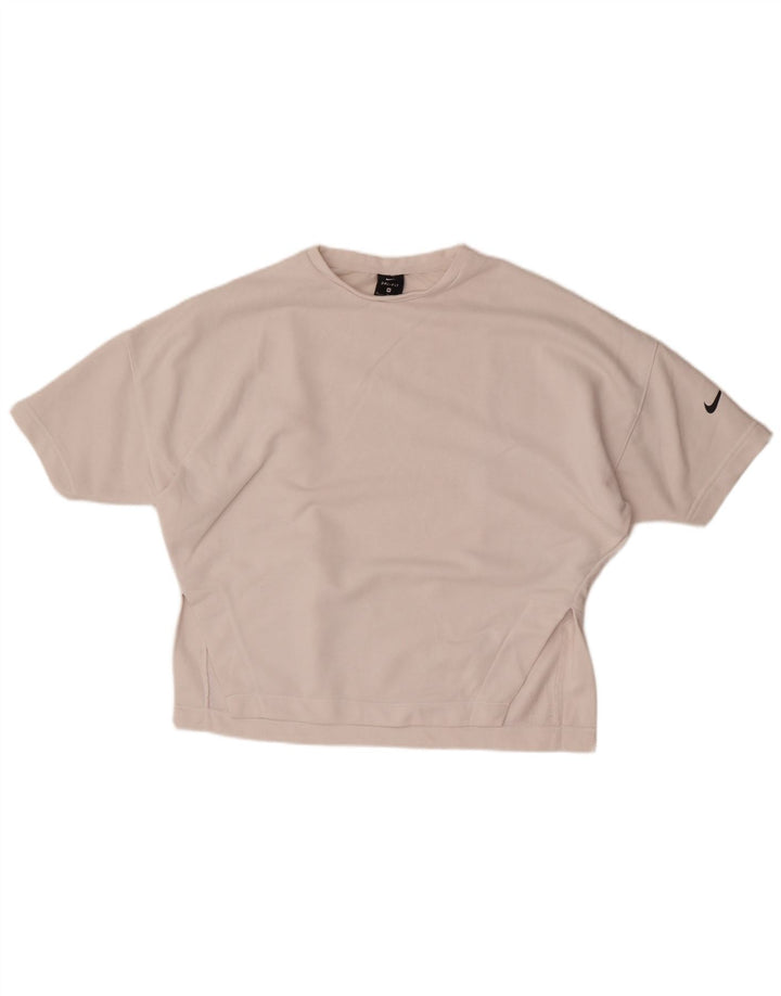 Nike Camiseta Dri Fit de gran tamaño para mujer UK 14 Medium White Cotton