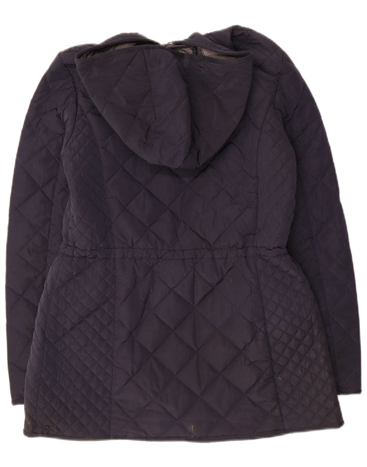 Massimo Dutti Chaqueta Acolchada Con Capucha Mujer UK 42 Mediana Azul Marino Poliéster