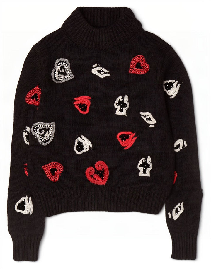 Zara - Jersey con cuello de tortuga gráfico para mujer, talla 40, talla M, color negro