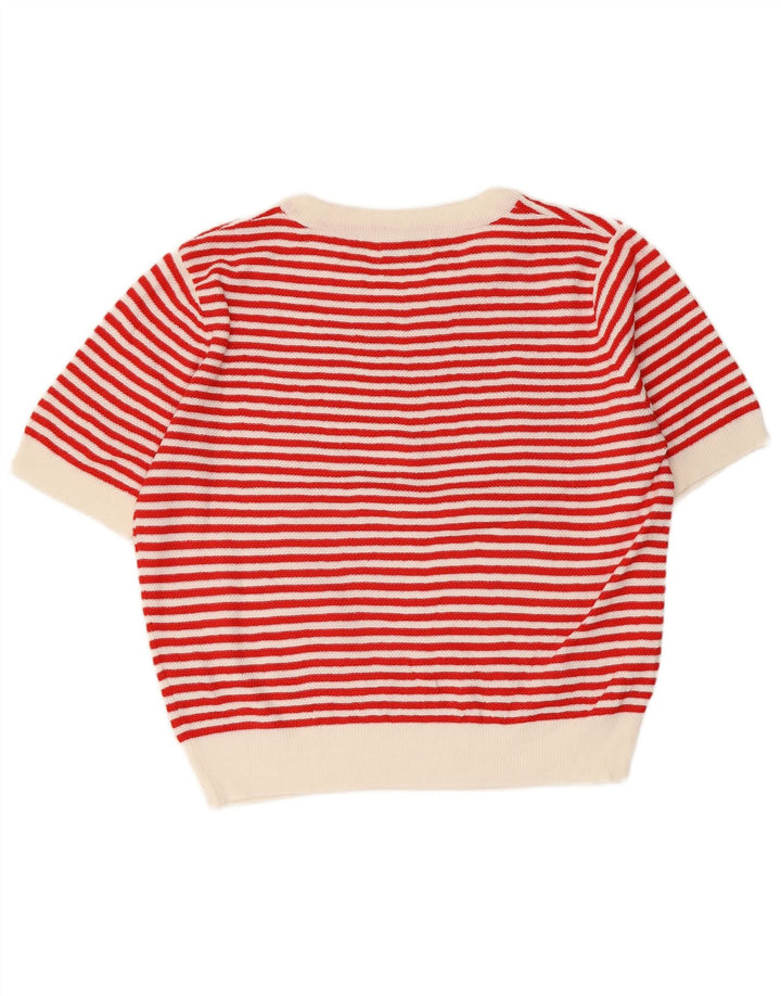 PEPALOVES Suéter de cuello redondo para mujer UK 40 Mediano Rayas Rojas