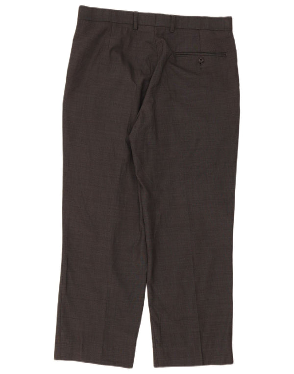 Marks & Spencer Pantalones de traje rectos de corte entallado para hombre W32 L26 Lana gris