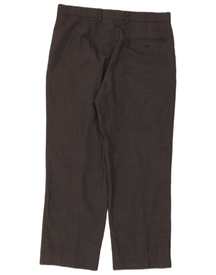 Marks & Spencer Pantalones de traje rectos de corte entallado para hombre W32 L26 Lana gris
