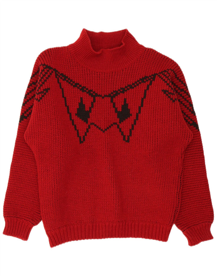 Lindbergh Jersey De Cuello Alto Para Hombre De Lana Geométrica Roja Grande